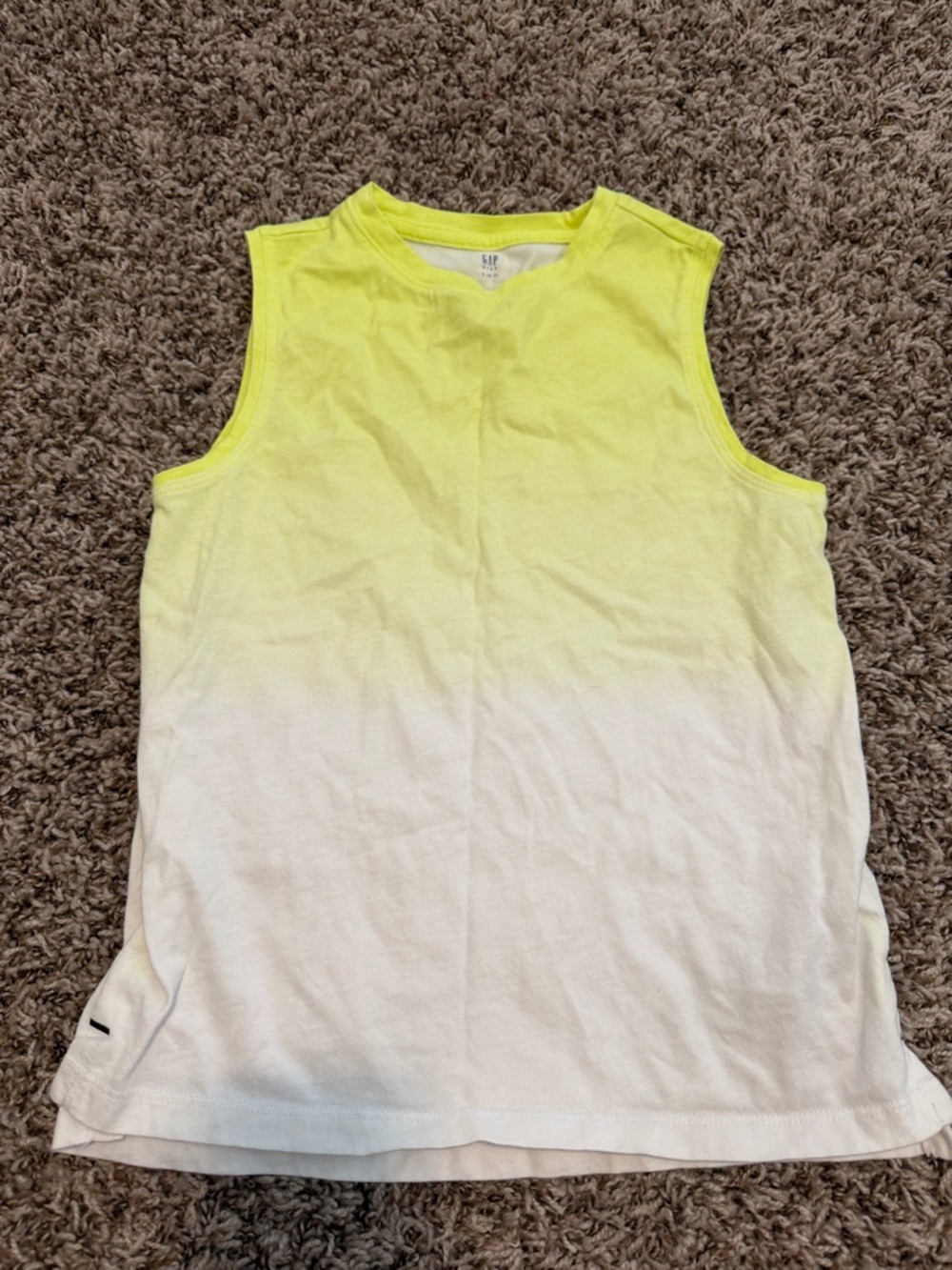 GAP Girls Neon Yellow to White Dip-Dye Tank Top